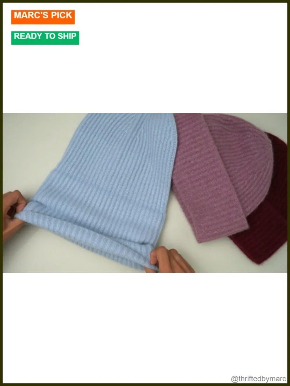 Chunky Knit Beanie 100% Pure Cashmere Soft Stretchy Winter Hat